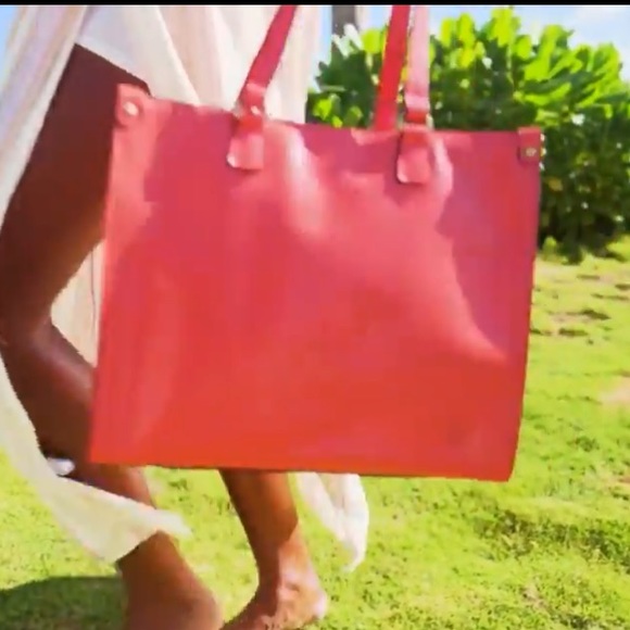 Patricia Nash Leather Ava Medium Tote with Crossbody Strap - Coral - Picture 5 of 10